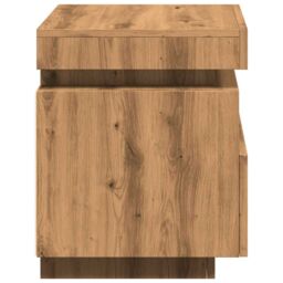 Berkfield Home Bedside Cabinet with LED Lights Artisan Oak 40x39x48.5 cm in Brown - thumbnail 7