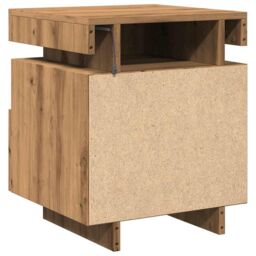 Berkfield Home Bedside Cabinet with LED Lights Artisan Oak 40x39x48.5 cm in Brown - thumbnail 8
