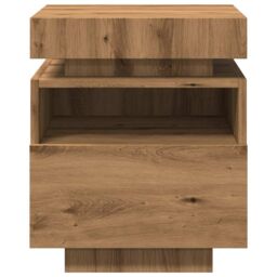 Berkfield Home Bedside Cabinet with LED Lights Artisan Oak 40x39x48.5 cm in Brown - thumbnail 6