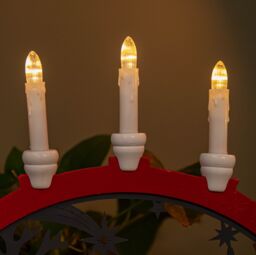 Samuel Alexander 45cm Battery Operated Light up Red Wooden Christmas Candle Bridge with 9 Warm White LEDs - thumbnail 5