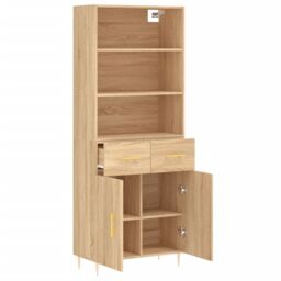 Berkfield Home Highboard Sonoma Oak 69.5x34x180 cm Engineered Wood in Brown - thumbnail 4
