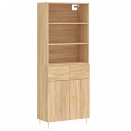 Berkfield Home Highboard Sonoma Oak 69.5x34x180 cm Engineered Wood in Brown - thumbnail 2