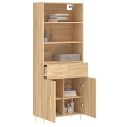Berkfield Home Highboard Sonoma Oak 69.5x34x180 cm Engineered Wood in Brown - thumbnail 3