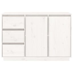 Berkfield Home Sideboard White 111x34x75 cm Solid Wood Pine - Size: 111 x 34 x 75 cm - thumbnail 6