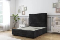 "Comfort Beds Anna Naples Divan Base 2 Drawers - 26"" Headboard-Footboard in Black - Size: Super King" - thumbnail 2