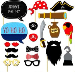 Shatchi 20Pcs Pirate Party Photo Booth Props Halloween Decor Accessories Children Fun - thumbnail 2