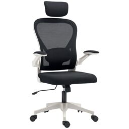 HOMCOM Executive Mesh Office Chair with Headrest, Lumbar Support in Black - thumbnail 2