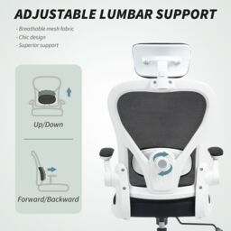 HOMCOM Executive Mesh Office Chair with Headrest, Lumbar Support in Black - thumbnail 5