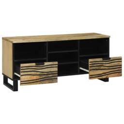 Berkfield Home TV Cabinet, 100x33.5x46 cm, made from solid mango wood in Beige - Size: 100x33.5x46 cm - thumbnail 1