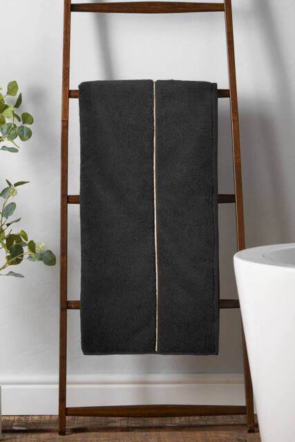 Bianca 'Zero Twist Satin Stitch' Cotton Towel in Black - image 1