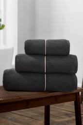 Bianca 'Zero Twist Satin Stitch' Cotton Towel in Black - thumbnail 3