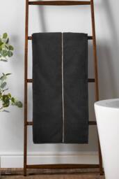 Bianca 'Zero Twist Satin Stitch' Cotton Towel in Black