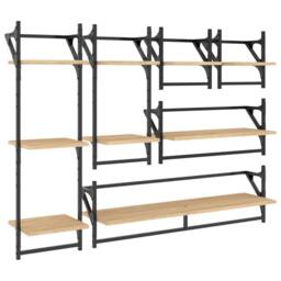 Berkfield Home Decorative 6 Piece Wall Shelf Set with Bars Sonoma Oak Engineered Wood in Brown - thumbnail 3