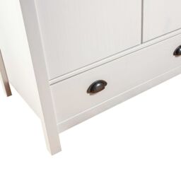 Berkfield Home 2-Door Wardrobe Hill White 89x50x170 cm Solid Pine Wood - Size: 89 x 50 x 170 cm - thumbnail 6
