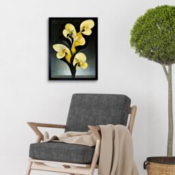 "Artery8 Wall Art Print Modern Abstract Black Yellow Orchid Flower Art Framed - Size: W12"" x H16""" - thumbnail 2