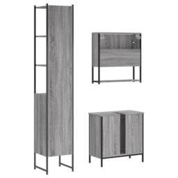 Berkfield Home Durable 3 Piece Bathroom Furniture Set Grey Sonoma Engineered Wood - thumbnail 8