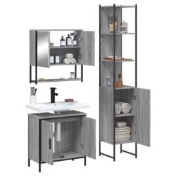 Berkfield Home Durable 3 Piece Bathroom Furniture Set Grey Sonoma Engineered Wood - thumbnail 4