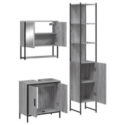 Berkfield Home Durable 3 Piece Bathroom Furniture Set Grey Sonoma Engineered Wood - thumbnail 5
