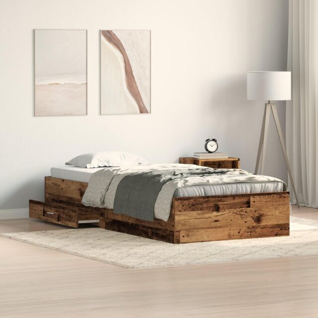 Berkfield Home Bed Frame Old Wood 90x190 cm Engineered Wood in Brown - image 1