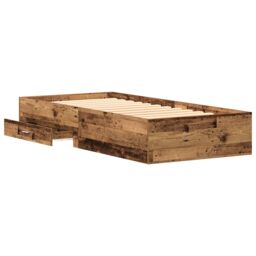 Berkfield Home Bed Frame Old Wood 90x190 cm Engineered Wood in Brown - thumbnail 5