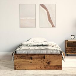 Berkfield Home Bed Frame Old Wood 90x190 cm Engineered Wood in Brown - thumbnail 4