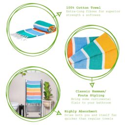 Nicola Spring 100% Cotton Bath Towel Turkish Style Hamman Blanket Bath Sheet - 160 x 90cm - thumbnail 2