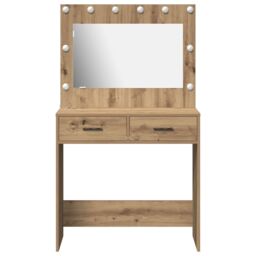 Berkfield Home Dressing Table with LED Lights Artisan Oak 78.5x41x135 cm in Brown - thumbnail 5