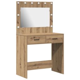 Berkfield Home Dressing Table with LED Lights Artisan Oak 78.5x41x135 cm in Brown - thumbnail 2