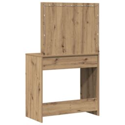 Berkfield Home Dressing Table with LED Lights Artisan Oak 78.5x41x135 cm in Brown - thumbnail 7