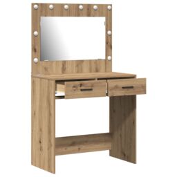 Berkfield Home Dressing Table with LED Lights Artisan Oak 78.5x41x135 cm in Brown - thumbnail 4
