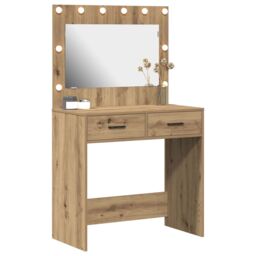Berkfield Home Dressing Table with LED Lights Artisan Oak 78.5x41x135 cm in Brown - thumbnail 3