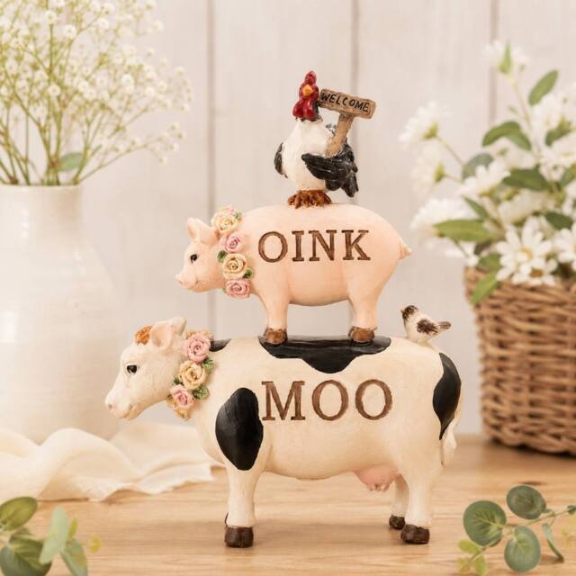 Country Living Resin Stacking Farm Animals in White - image 1
