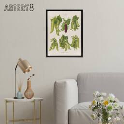 "Artery8 Peas Kitchen Vintage Botanical Ernst Benary Framed Canvas Wall Art in White - Size: W12"" x H16""" - thumbnail 3