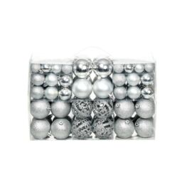 Berkfield Home 100 Piece Christmas Ball Set 3/4/6 cm Silver - thumbnail 1
