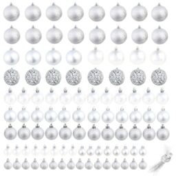 Berkfield Home 100 Piece Christmas Ball Set 3/4/6 cm Silver - thumbnail 2