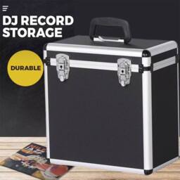 Ventryn Black heavy duty vinyl record storage box. Lockable case - thumbnail 5