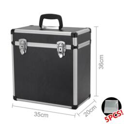 Ventryn Black heavy duty vinyl record storage box. Lockable case - thumbnail 2