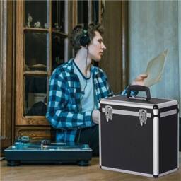 Ventryn Black heavy duty vinyl record storage box. Lockable case - thumbnail 4