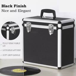 Ventryn Black heavy duty vinyl record storage box. Lockable case - thumbnail 3