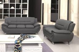 SquareBoxx Celestina 3+2 Modern Leather Sofa Set in Grey - thumbnail 1