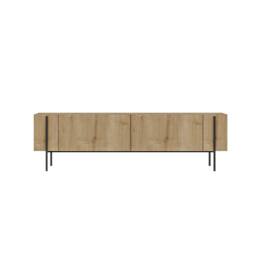CALICOSY 2-Door TV Stand With Metal Legs, 160 Cm Wide, HERMIONE in Light Oak