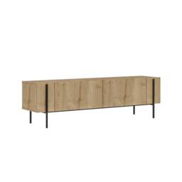 CALICOSY 2-Door TV Stand With Metal Legs, 160 Cm Wide, HERMIONE in Light Oak - thumbnail 4