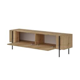 CALICOSY 2-Door TV Stand With Metal Legs, 160 Cm Wide, HERMIONE in Light Oak - thumbnail 3