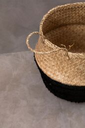 Orsina Black & Silver Medium Seagrass Basket, Decorative Seagrass Box, Stylish Storage Basket For Home, Or Closet in Natural - thumbnail 2