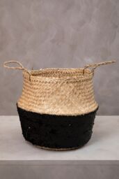 Orsina Black & Silver Medium Seagrass Basket, Decorative Seagrass Box, Stylish Storage Basket For Home, Or Closet in Natural - thumbnail 3