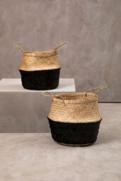 Orsina Black & Silver Medium Seagrass Basket, Decorative Seagrass Box, Stylish Storage Basket For Home, Or Closet in Natural - thumbnail 4