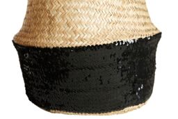 Orsina Black & Silver Medium Seagrass Basket, Decorative Seagrass Box, Stylish Storage Basket For Home, Or Closet in Natural - thumbnail 5