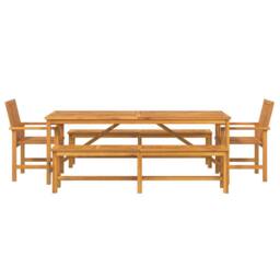 Berkfield Home 5 Piece Garden Dining Set Solid Wood Acacia in Brown - thumbnail 8