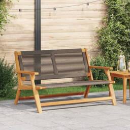 Berkfield Home Garden Bench Grey 76x122x73 cm Solid Wood Acacia in Brown - Size: 76 x 122 x 73 cm - thumbnail 2