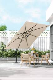 H&O Direct 3M Square Rotating Outdoor Cantilever Parasol with Fillable Base in Beige - thumbnail 2
